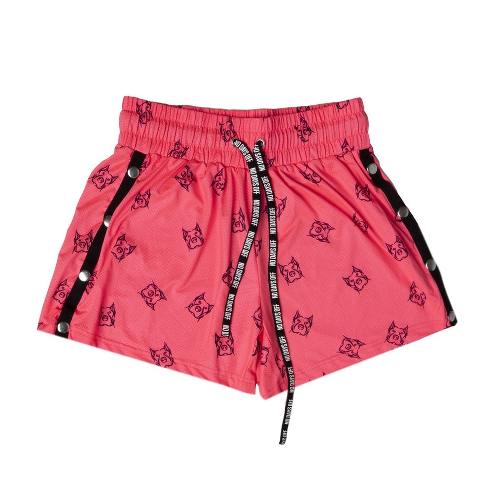 No days off 
NEON PINK SNAP SHORTS size medium
